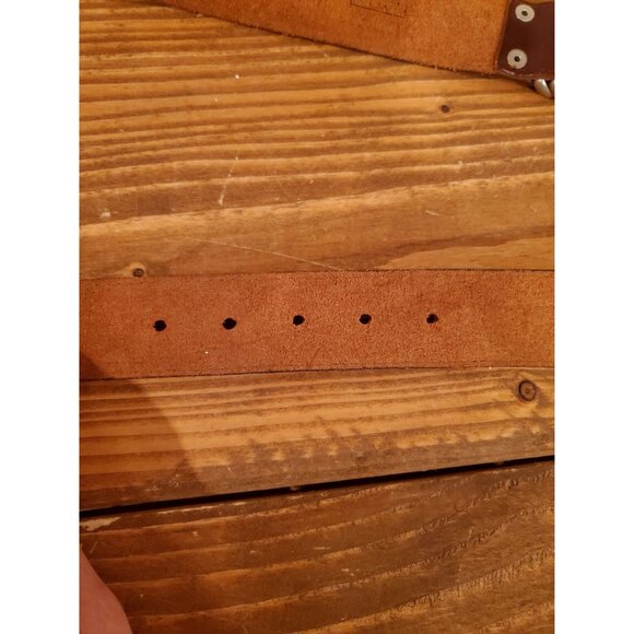 Vintage Brown Leather Belt With Silver Loops Buckle Design By L. Chessler - Picture 6 of 7